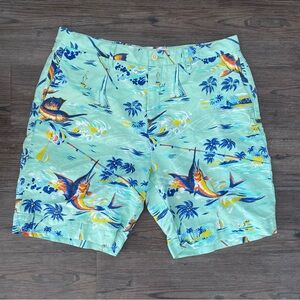 POLO RALPH LAUREN LINEN MARLIN FISH SHORTS CLASSIC 6” MENS 36